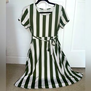 Striped Green Maternity Summer Dress - Size S
